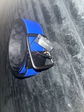 Coach Blue and Black Reversible Logo Belt